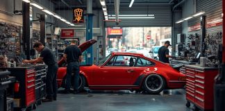Auto shop with mechanics