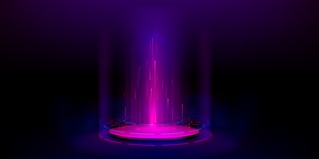 3d tech hologram podium or light portal platform